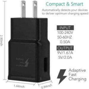 Fast Adaptive Charger for Galaxy + 4ft Type-C Cable & OTG Adapter (Black)