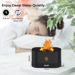 Flame Air Diffuser & Humidifier – Includes 6 Essential Oils (Black)