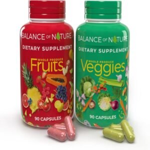 Balance of Nature Fruits & Veggies - Whole Food Supplement 90 Fruit Capsules, 90 Veggie Capsules - 1 Set