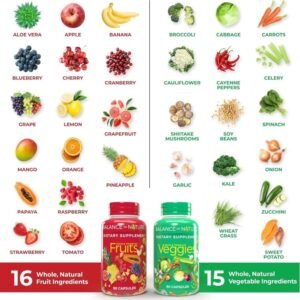 Balance of Nature Fruits & Veggies - Whole Food Supplement 90 Fruit Capsules, 90 Veggie Capsules - 1 Set